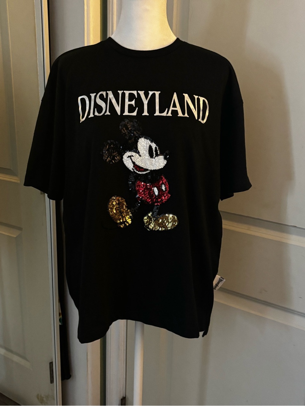 Disneyland Park Black Tee with Sequin Mickey and Disneyland Logo